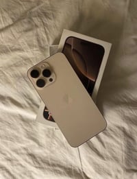 ايفون16 pro max بطاريه 98 لون ذهبي  ذاكره256 شرق اوسط  كارتونه وملحقات...