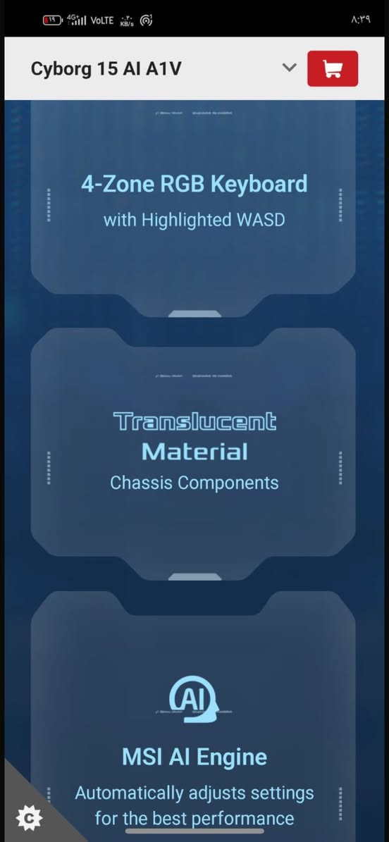 سلام عليكم 

جهاز لابتوب msi ( cuborg 15 Ai a1v)

للبيع مده الاستخدام شهر واحد فقط 
اخذته من شركه msi فرع هولندا 
جديد بعده بالضمان 

مواصفاته حرفقهن بالصور من الموقع الرسمي 

معالج Intel Core Ultra 7-155H 
-، كرت شاشةnvidea 4060، شاشة 15.6 بوصة FHD بمعدل 144Hz، ذاكرة DDr6،، مع ذاكرة وصول عشوائي 16 جيجا و SSD، ويأتي بنظام Windows 11، مع ميزات مثل تقنية الذكاء الاصطناعي وتبريد Cooler Boost. 
الكيبورد rgb انكليزي 

عنواني الشعب *********** 

السعر المطلوب مليون و 200 الف قابل للتفاوض
