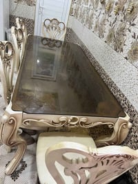 ميز طعام • 6 كراسي • وجه زجاج