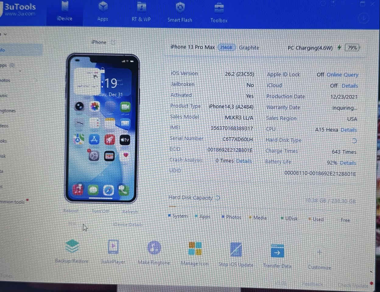 ايفون 13 برو ماكس ذاكره 256 جهاز نظيف امريكي بطارية 92 معلايه ، مامبدل بي اي شي ومفحوص حاسبة . 
السعر650
مكان نجف/***********
