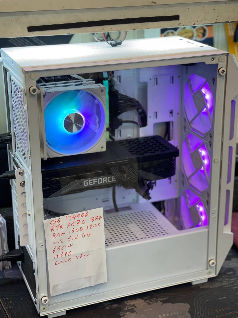 Ci5 13400f
Rtx 3070 8gb
Ram 16gb 3200
M.2 512gb
650w
H610
Case 4fan rgb
1,300,000 سعر 
يوجد توصيل كافة محافظات العراق
للاستفسار خاص او على الرقم ***********

