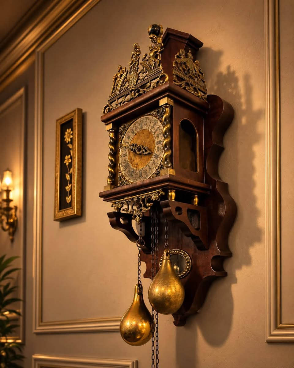 قمة بالجمال و الرقي نظافة 100%
ساعه هولندية انتاج 1937
(wall clock) غنية عن التعريف
مكونة من خشب الجوز و النحاس
تعمل على الثقالات و البندول داخلي 
الدقات كل نصف ساعه 
الاستفسار واتساب 
***********
