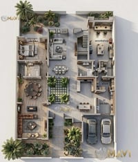 مخطط ڤيلا 600 متر مربع في وسط بغداد تتضمن واجهتين الرئيسية على الشارع ...