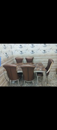 ستان استيل • ست كراسي • سطح مرمر