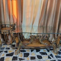 طاولة وسط • طبلتين جوانب • زجاج سميك