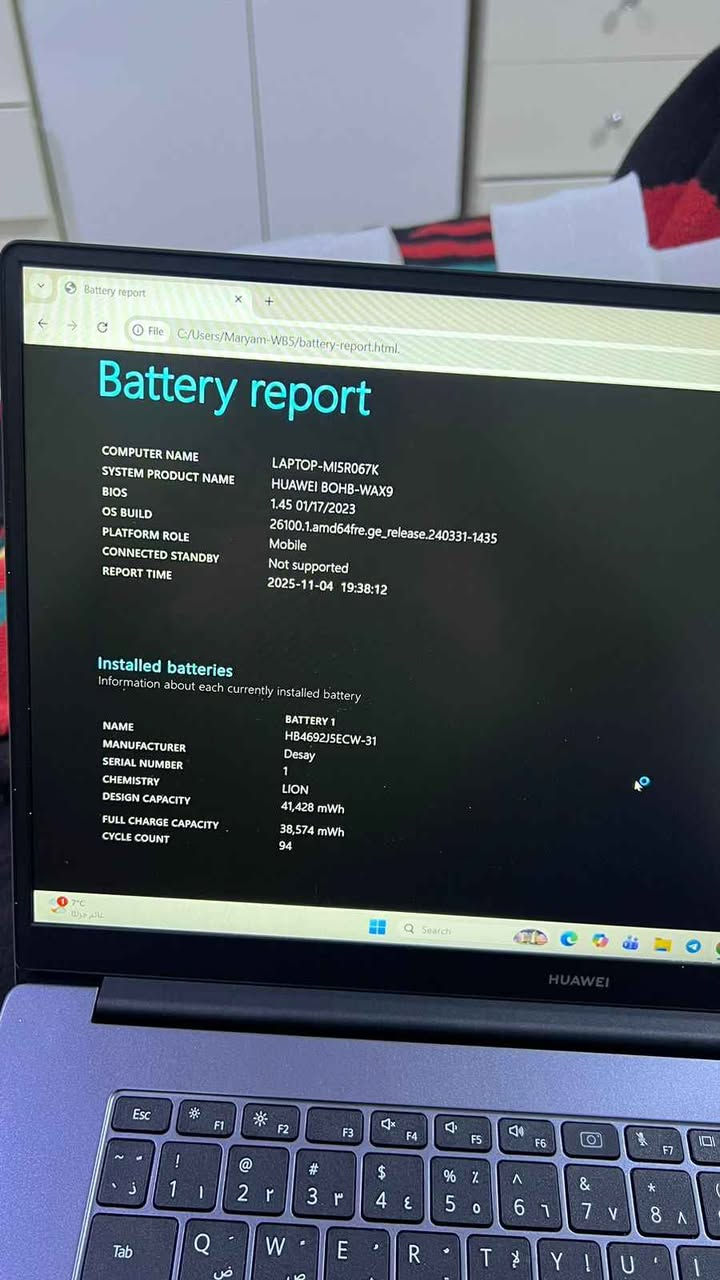لابتوب  جيد جدا للدراسة واعمال مكتبية و التصفح

المواصفات الرئيسية :

1- المعالج 13 Intel Core (الجيل العاشر).

2-الرام : 8GB DDR4.

3-الهارد : 256GB SSD 

4- الشاشة : 15.6 بوصة Full HD 

5- لبطارية بحالة الوكالة فقط 94 دورة شحن.

 6- صحة باتري (%93)

7- النظام 11 Windows الأصلي أحدث نسخة

مواصفات خاصة بلابتوب:-

1-التصميم الفخم الهيكل الخارجي مصنوع من الألمنيوم المتين، مما يعطيه ملمساً وشكلاً راقياً جداً مقارنة بالمنافسين في فئته السعرية.

2-بصمة الإصبع زر الطاقة يحتوي على مستشعر بصمة مدمج وسريع جداً، يفتح الجهاز ويسجل الدخول بلمسة

واحدة.

3-ميزة Huawei Share : إذا كان لديك هاتف هواوي يمكنك عرض شاشة الهاتف على اللابتوب ونقل الملفات بمجرد ملامسة الهاتف للجهاز.

4- شاشة Full view حواف الشاشة نحيفة جداً من الأعلى والجوانب مما يعطيك مشاهدة ممتعة.

الملاحظات:-

​✅ الجهاز مع الكرتونة الأصلية وكافة ملحقاته.

✅ نظافة خارجية وداخلية 100% (ما مفتوح ولا مصلح).

✅ يحتوي على شاحن Type-C سريع دهوك, العراق


**إذا كنت صاحب هذا الإعلان وتريد حذفه لأي سبب، رجاءا أرسل رسالة إلى الدعم الفني**