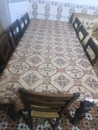 ميز طعام • خشب زان • ٧ كراسي