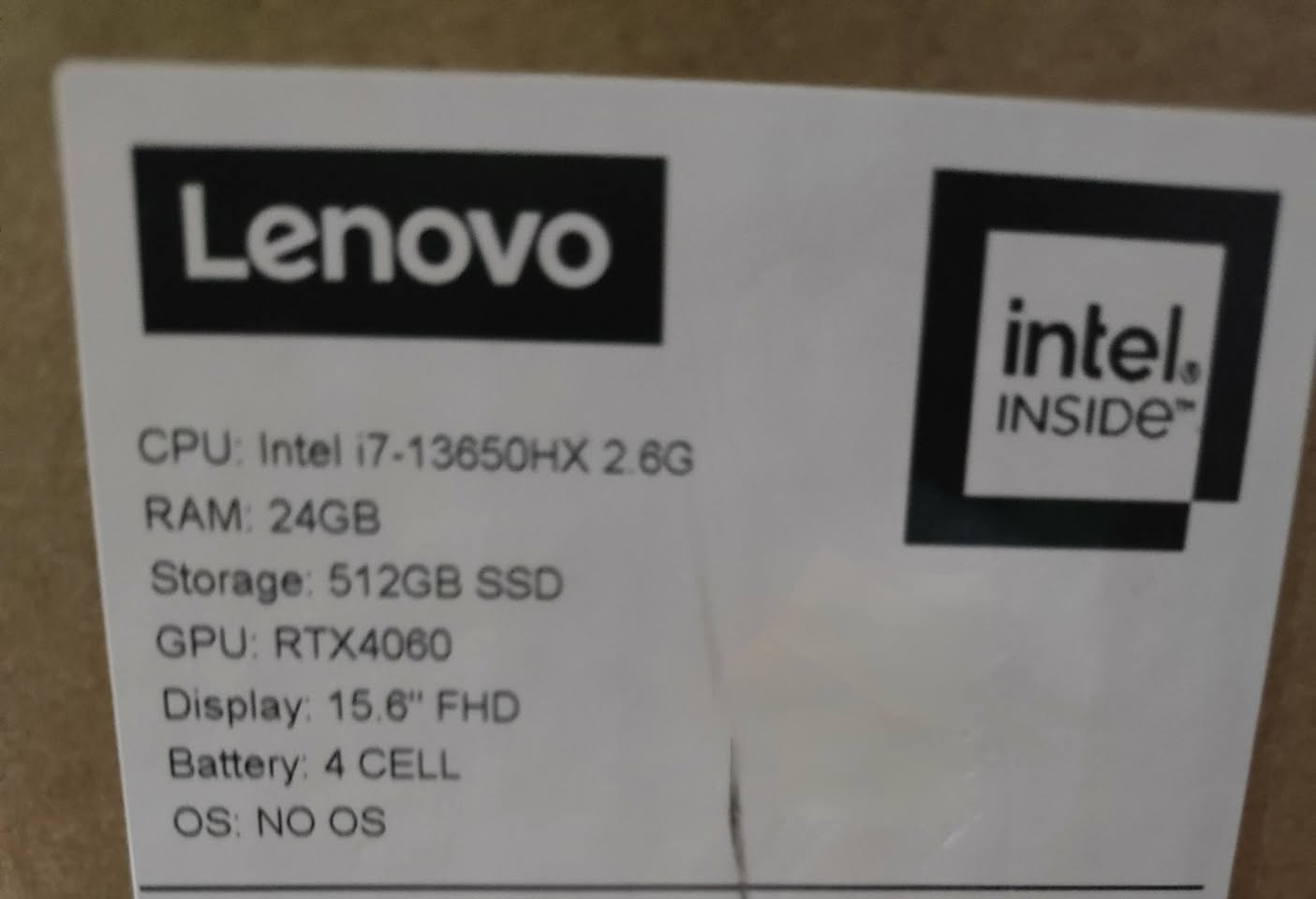 السلام عليكم لابتوب Lenovo loq 15 IRX9
للبيع 
معالج core I7 gen 13 hx 
كرت شاشه خارجي Rtx 4060 8G 
Ram 24 DDR5
SSD 512 
شاشه IPS full HD 144 fps 
لابتوب نضيف استعمال 7 أشهر فقط 
السعر عل خاص
رقم هاتف *********** موجود واتس غير موجود ب ماسنجر
عنوان بغداد
