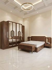 غرفة نوم تركي ٨ قطع + دوشك مستعمله نظيفة جدا الكنتور ٦ ابواب  07724717...