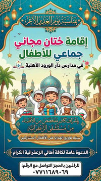 بمناسبة يوم الغدير الاغر تقيم مدارس دار الورود ختان مجاني للاطفال  بأش...