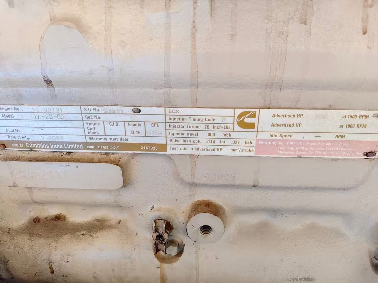 💚Cummins V28G5💚, never repaired, with very short usage time.👍🤩👍 It's a brand-new machine that has been started and tested. Don't miss it if you like it! 🥳🥳🥳


**إذا كنت صاحب هذا الإعلان وتريد حذفه لأي سبب، رجاءا أرسل رسالة إلى الدعم الفني**