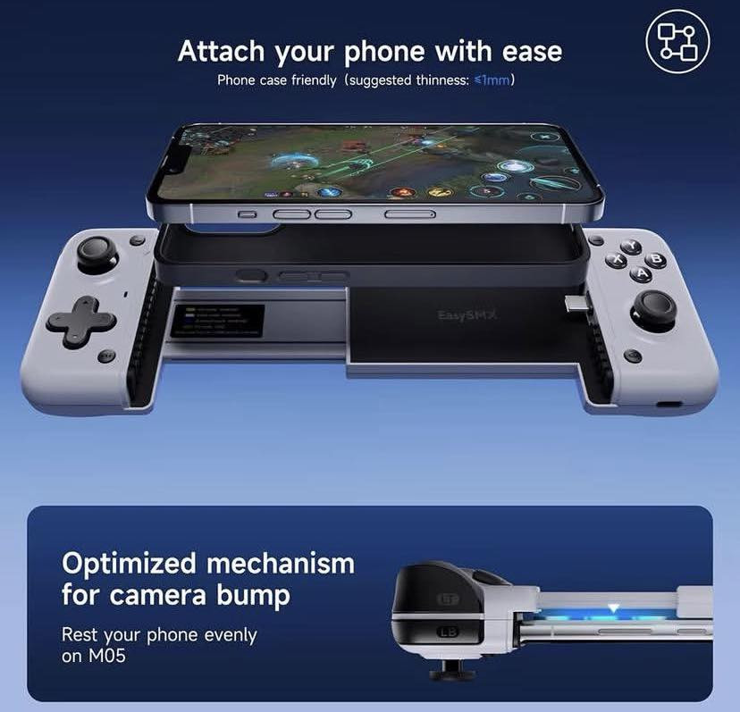 جوستك تليفون

وهو عبارة عن وحدة تحكم في الألعاب للهواتف المحمولة تعمل بنظام Android و iPhone 15. 
التوافق: يتصل عبر USB-C أو بلوتوث، ويدعم منصات مثل Xbox Game Pass، وGeForce NOW، وSteam.
الميزات: يتميز بمشغلات Hall Effect لدقة أعلى، واهتزاز متقدم، وأزرار خلفية قابلة للبرمجة.
الشحن: يدعم الشحن السريع للمرور بقدرة 15 وات، مما يسمح بشحن هاتفك أثناء اللعب.
التصميم: قابل للتعديل ليناسب الهواتف الذكية ذات الحجم المختلف

السعر 25 🌹


**إذا كنت صاحب هذا الإعلان وتريد حذفه لأي سبب، رجاءا أرسل رسالة إلى الدعم الفني**