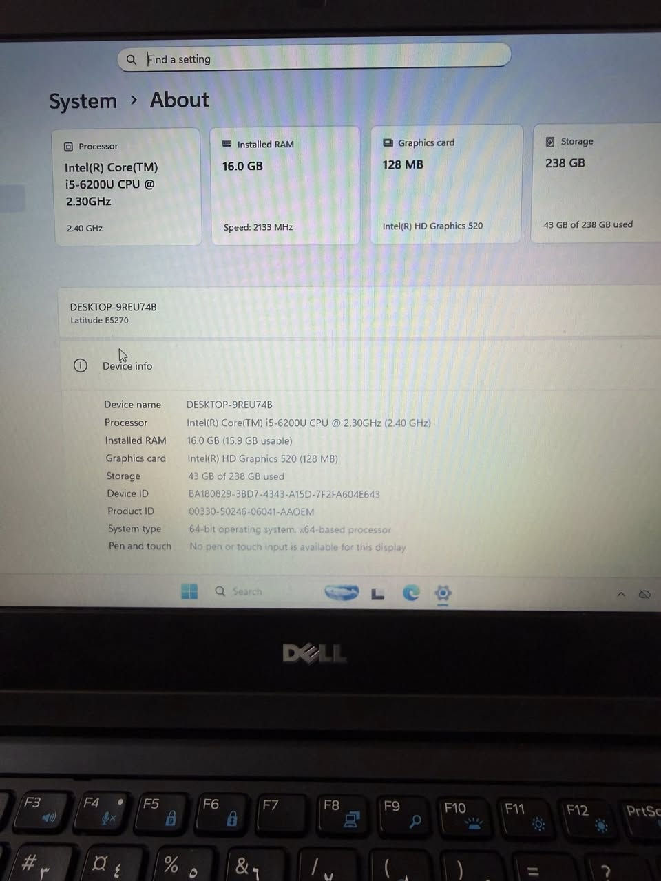 لابتوب dell E5270 جيل سادس للبيع
نظافة 99% 
المواصفات
Core i5 6200U 2.30GHz
ram 16g 8x2
256 g m.2 ssd
Windows 11 pro
الملحقات 
شاحنة و حقيبة و ماوس

السعر 140 الف


**إذا كنت صاحب هذا الإعلان وتريد حذفه لأي سبب، رجاءا أرسل رسالة إلى الدعم الفني**