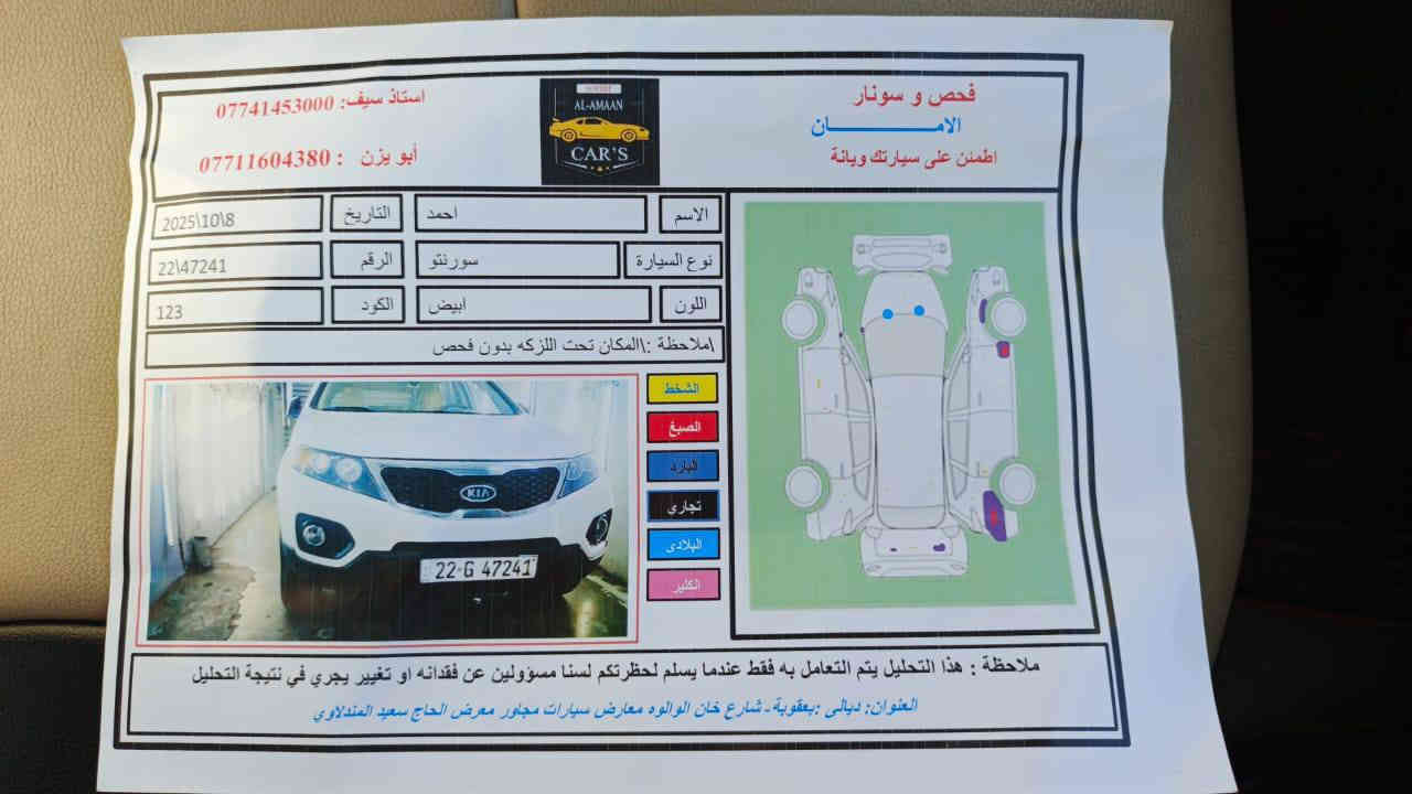 مكلف بلنشر سورنتو للبيع ٢٠١٣ محرك اربعه مفتوح السعر 160وبيها مجال سونار مرفق مع الصور للستفسار الاتصال ***********
