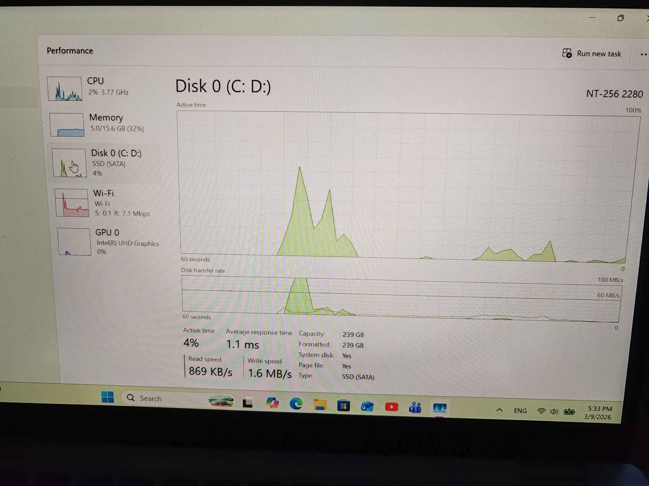 لابتوب ديل 
ci5 10310 جيل عاشر
RAM 16 GB
hard 256 nvme
سريع جدا 
كيبورد ضوئي
وندوز 11 مفعل رسمي
شحن يشغل يوتيوب 4 ساعات واكثر
نضيفة جدا 
السعر 310 مكاني الموصل 
*********** موصل, نينوى

