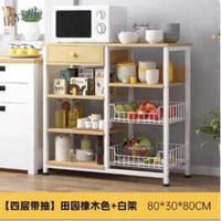 رف مطبخ 3طوابق • جرار علوي • معدن وخشب