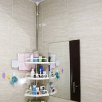 رف حمام زاوية مع 4 طبقات، مصمم لتوفير مساحة مثالية لتخزين مستلزمات الح...