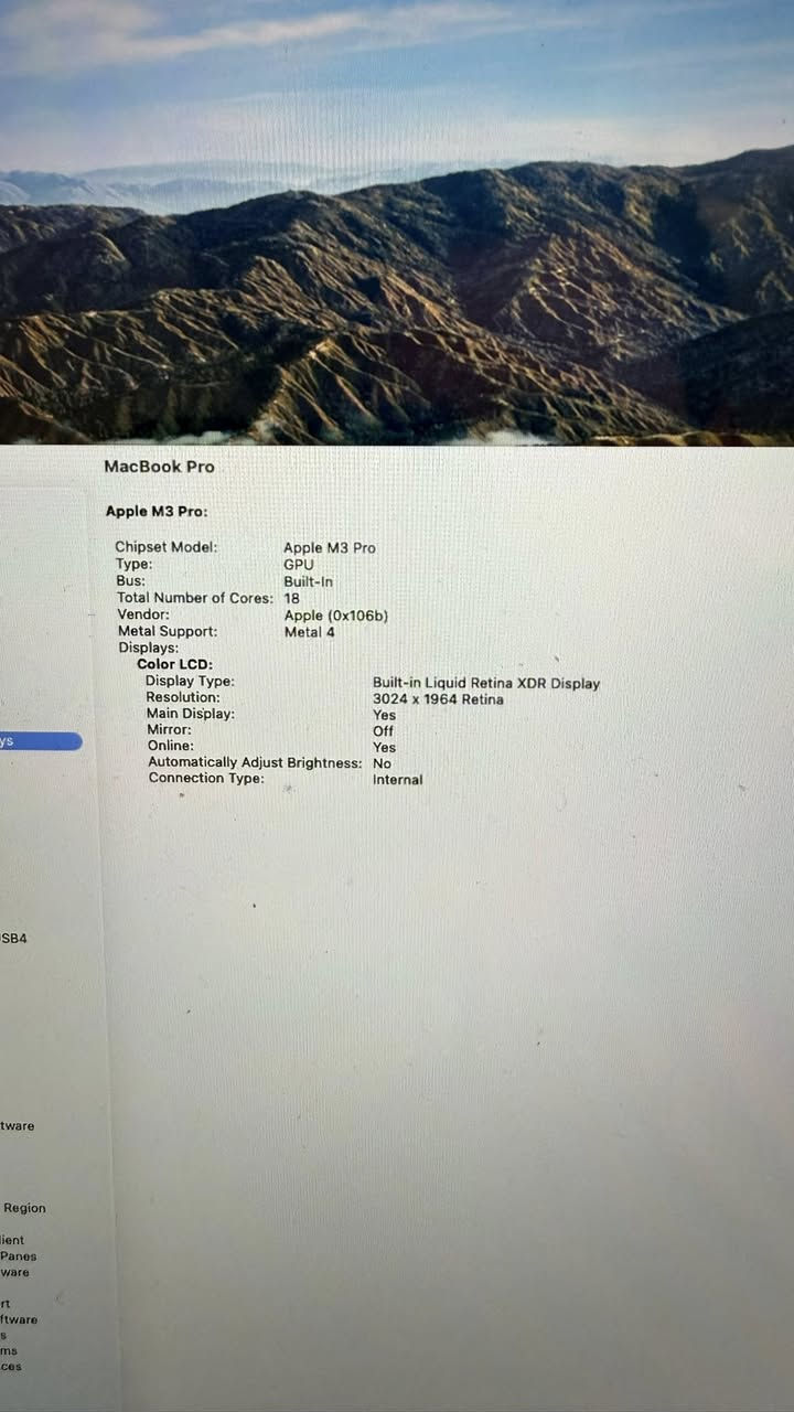 ماك m3pro 
شاشة : 14 انج
رام : 18G
هارد : 1تيرا
Gpu : 18 كور
Cpu : 12 كور
نظافة 100%
وياه كفر ولصقة استعمال قليل جدا كامل الغراض نسخة شرق اوسط
للااستفسار علخاص


**إذا كنت صاحب هذا الإعلان وتريد حذفه لأي سبب، رجاءا أرسل رسالة إلى الدعم الفني**