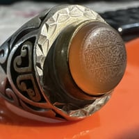 خاتم قديم بحجر عقيق يماني مشمشي جراخه دائري صياغه يدوي ثقيل صب إطار نح...