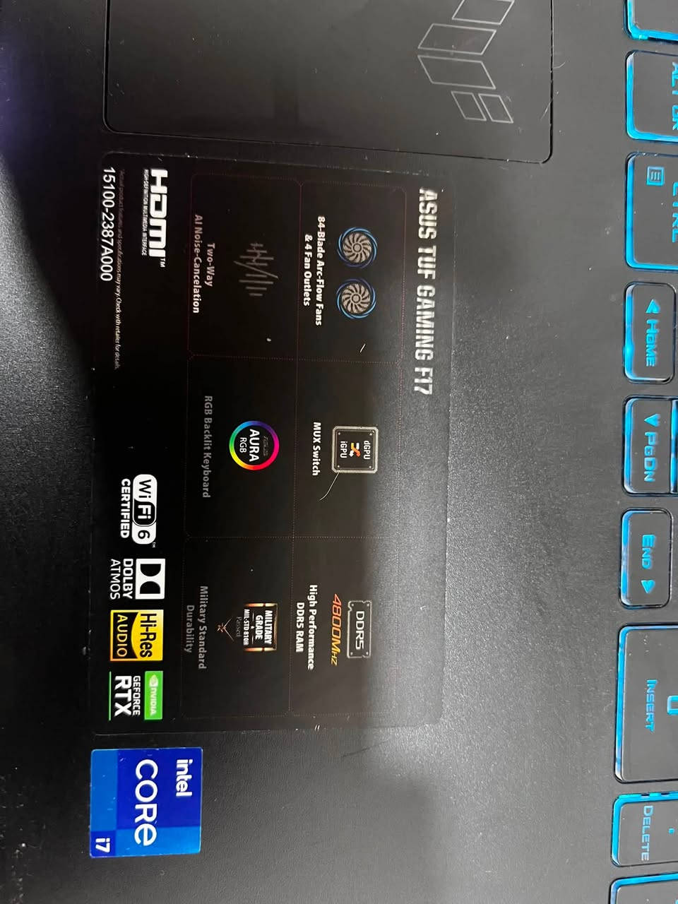 لابتوب f17 tuf gaming
المواصفات :
3060rtx (6gb) الكارت 
i7-12700h المعالج 
16ram رامات
1t المساحه 
360 هيرتز fhd
17.3 حجم الشاشه

بغداد حي الجهاد
انطوني بي سعر  
تواصل عالفيس او واتساب ***********
