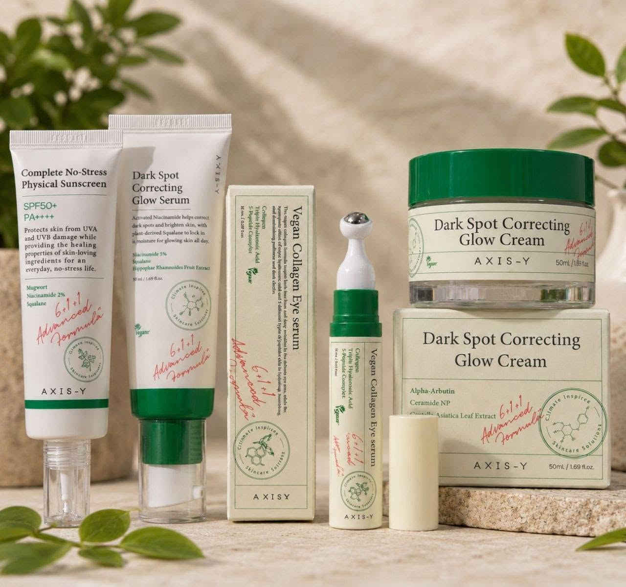 🌿 روتين AXIS-Y الكوري المتكامل 🇰🇷✨
💧 سيروم AXIS-Y Dark Spot Correcting Glow Serum ✔️ يعالج التصبغات وآثار الحبوب ✔️ يوحد لون البشرة ويمنحها إشراقة طبيعية 

✨ كريم AXIS-Y Dark Spot Correcting Glow Cream ✔️ ترطيب عميق وتفتيح للبقع الداكنة ✔️ يقوي حاجز البشرة ويهدئ التهيج 

👁️ سيروم العين AXIS-Y Vegan Collagen Eye Serum ✔️ يقلل الهالات السوداء والانتفاخ ✔️ يرطب ويخفف الخطوط الدقيقة حول العين 

☀️ واقي الشمس AXIS-Y Complete No-Stress Sunscreen ✔️ حماية عالية من أشعة UVA & UVB ✔️ يرطب البشرة دون ملمس دهني


**إذا كنت صاحب هذا الإعلان وتريد حذفه لأي سبب، رجاءا أرسل رسالة إلى الدعم الفني**