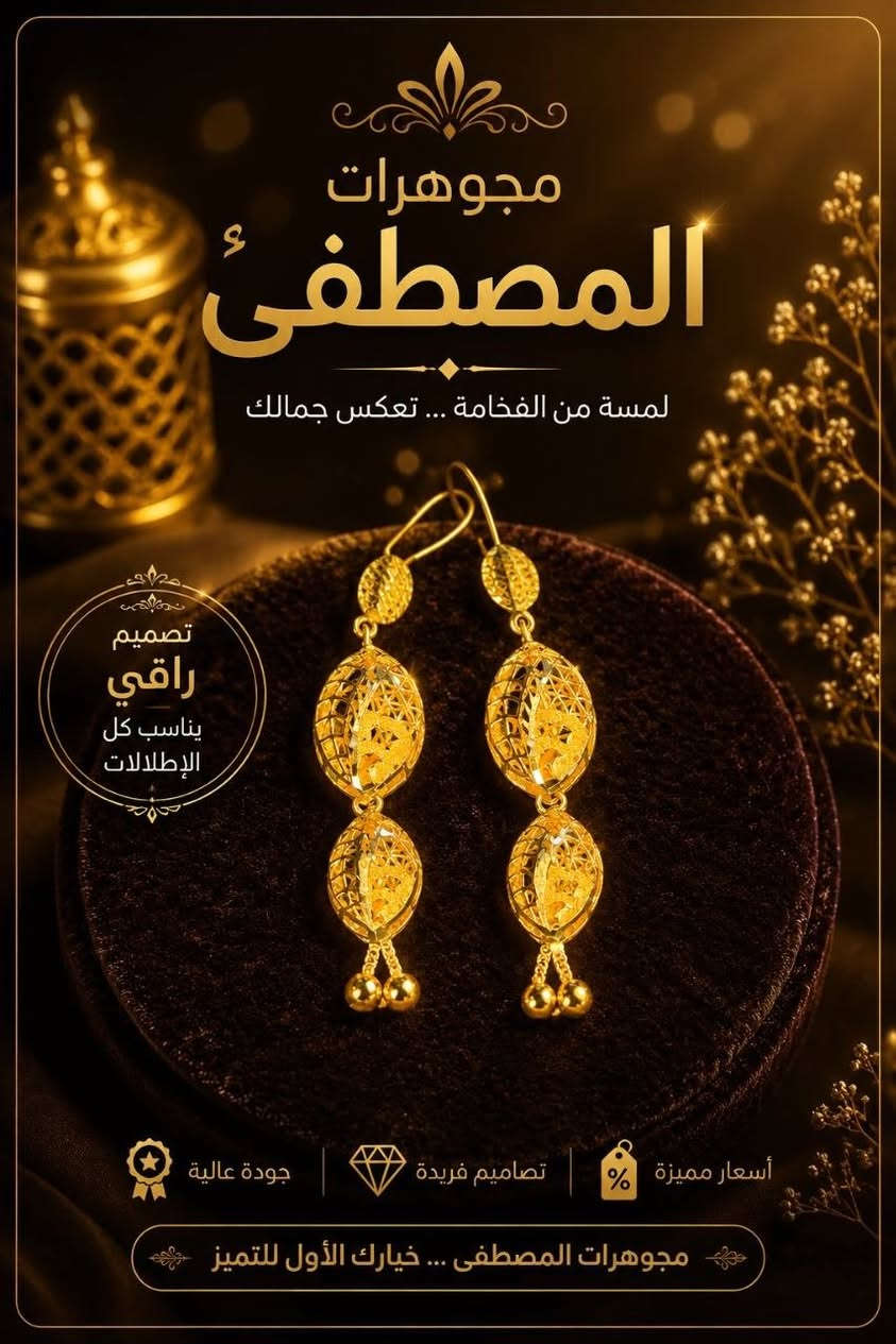 ✨ السلام عليكم ورحمة الله ✨

تراجي خليجي إماراتي عيار 21K
بتصاميم عصرية وأحدث الموديلات ✨
أناقة وفخامة بأسعار مناسبة للجميع

📍 مجوهرات المصطفى
بابل – جبلة – سوق المسقف

📞 للتواصل والاستفسار:
*********** – مقتدى
