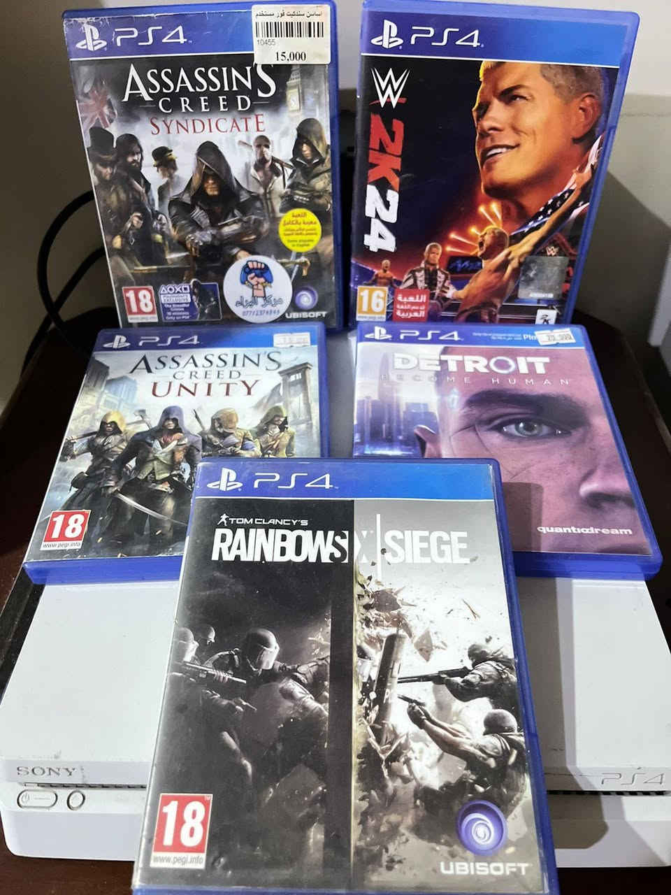 بلي 4 للبيع
السلام عليكم 
بلي 4 اون لاين مستعمل قليل مامفتوح ابد كدامكم
ويا 5 العاب 
2K 24 
Assassin's Creed Syndicate 
Assassin's Creed Unity 
Detroit 
Rainbow Six 
العاب كلهن جدد على كد التختيم فقط
مع يو بي اس نوع K star يشتغل ربع ساعه ويطفه واذا تبدله بطاريه يطول ساعه
و مع يده وحده تجاريه 
وكامل ملحقاته ويا 

السعر 300 الف قفل ابيع شلع تجي تفحص بعينك وتتوكل
مكاني بغداد / حي الجهاد / الملحانية 
*********** متواجد واتس اب
