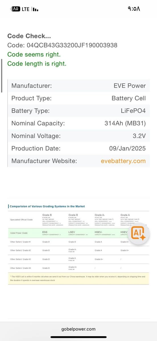 السلام عليكم تتوفر بطاريات 
ليثيوم فوسفات الحديد بسعة ١٥ امبير سعر القطعة ٦٠٠٠
تتوفر بطاريات فوسفات الحديد ٣١٤ امبير سعر القطعة ١١٥


**إذا كنت صاحب هذا الإعلان وتريد حذفه لأي سبب، رجاءا أرسل رسالة إلى الدعم الفني**