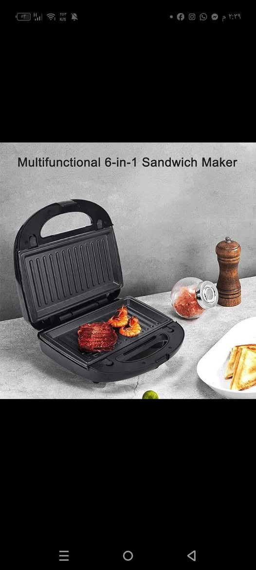 ‏ كابسة صاج كهربائية RAF
درجة اولى من شركة راف الالمانية🇩🇪
RAF Sandwich Maker
كابسة صاج وساندويش من شركة راف العالمية الحجم الصغير بقوة 850 واط، مما يوفر تسخينًا فعالًا وسريعًا لتحضير الساندويشات في بضع دقائق فقط. تضمن الطاقة العالية تحميصًا متساويًا وشاملًا،

✅ تمتاز بـ:   
-أداء عالي و تسخين سريع
-صفائح مغطاة بطبقة مقاومة للإلتصاق    
-ضوئين إشارة لحالة التشغيل والإطفاء 
-تفتح بزاوية 90 درجة مما يمنح الراحة والسهولة اثناء الاستخدام 
- قفل أمان للحماية اثناء التشغيل
- الطاقة: 850 واط.
- الأبعاد: ارتفاع 27 سم، طول 29 سم، عرض 29 سم.
-سهلة التنظيف والاستخدام
-تسخين من الطرفين الاعلى والاسفل
⚠️لا نتعامل مع المناشئ الرديئة اطلاقاً بل نتعامل مع الماركات العالمية وذات الجودة الممتازة
#الاصلي المنشأ الماني 🇩🇪 💯
السعر٢٢ الف 
🚘يوجد خدمة توصيل لجميع محافظات العراق ٤ الاف🚘


**إذا كنت صاحب هذا الإعلان وتريد حذفه لأي سبب، رجاءا أرسل رسالة إلى الدعم الفني**