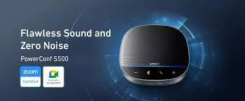 هذا الجهاز هو مكبر صوت للمؤتمرات Anker PowerConf S500، مصمم لتحسين جودة الصوت في الاجتماعات.
يتميز بـ 6 ميكروفونات لالتقاط الصوت من جميع الاتجاهات، ويوفر وضوحًا صوتيًا عاليًا بتقنية DSP.
يعمل لاسلكيًا عبر البلوتوث أو سلكيًا، 
وهو معتمد للاستخدام مع تطبيقات مثل Zoom و Google Meet
للاستفسار على الرقم *********** او ماسنجر
