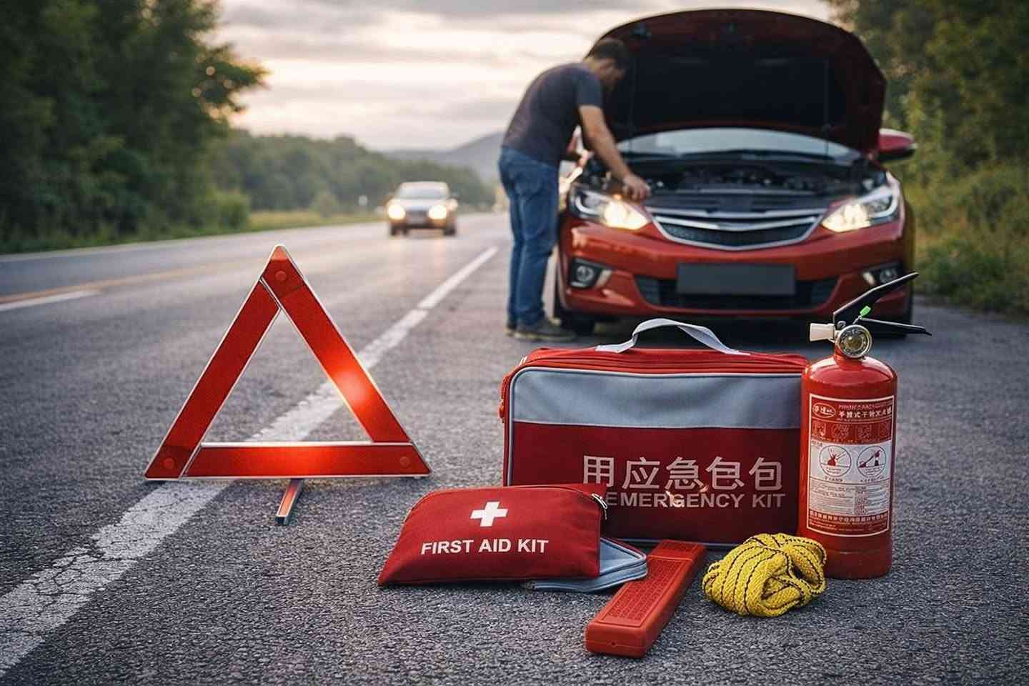 عدة طوارئ سيارة أساسية مع حقيبة إسعافات ومطفأة حريق 1 كغم
الحجز والاستفسار واتساب 😍😍😍
*********** اطلب الان السعر صده 😘

• مجموعة طوارئ مخصّصة للسيارة تحتوي على أدوات إسعاف أولي ومستلزمات سلامة أساسية في حقيبة واحدة.

• محتويات إسعافية أساسية تشمل لواصق جروح، شاش طبي، لفافات، مناديل كحول، مقص وملقط.

• مطفأة حريق بودرة ABC بوزن 1 كغم مناسبة لحرائق الفئات A وB وC.

• شريط سحب (حبل سحب) باللون الأصفر مع خطافات معدنية في الطرفين طول 2متر.

• مثلث تحذير للسيارة باللون الأحمر للتنبيه أثناء التوقف أو الطوارئ.

• مطفأة الحريق:
 • النوع: ABC Powder
 • الوزن: 1 KG
• شريط السحب:مزوّد بخطافات معدنية
• مثلث تحذير: بلاستيك – لون أحمر

محتويات العلبة:
• حقيبة إسعافات أولية ومحتوياتها
• لواصق جروح (Plastic Bandages)
• شاش طبي (Gauze Swab)
• لفافات شاش (Bandage Rolls)
• شريط لاصق طبي
• مناديل كحول (Alcohol Pads)
• مقص
• ملقط
• مطفأة حريق ABC وزن 1 كغم
• مثلث تحذير للسيارة
• شريط سحب للسيارة بخطافات معدنية
