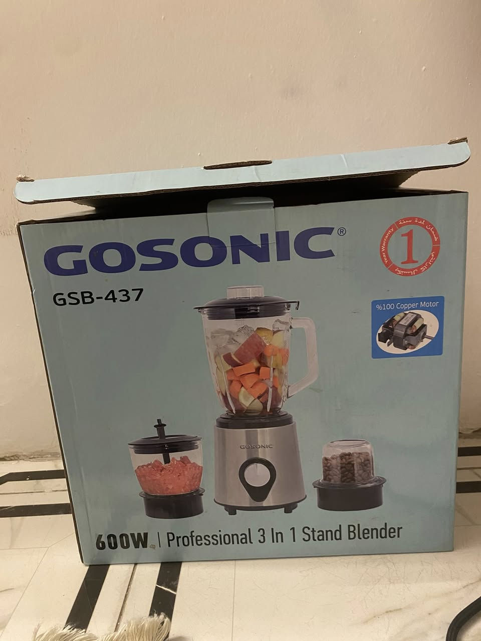 السلام عليكم خلاط
٣ قطع زجاج
نوع gosonic شبه جديد 
السعر ٤٥
 عنواني بغداد حي الاعلام
***********
