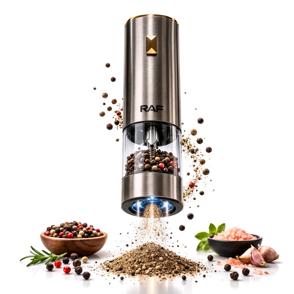 ✨🧂 نكهة مثالية بلمسة زر!

مطحنة التوابل الكهربائية RAF R.7141
تشغيل بيد وحدة 👌
تحكم بدرجة الطحن 🌶️
تصميم أنيق مع إضاءة LED 💡

سهولة، دقة، وطعم يفرق بكل أكلة