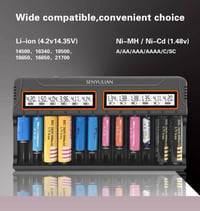 شاحن بطاريات • ١٢ فتحة • شاشة LCD