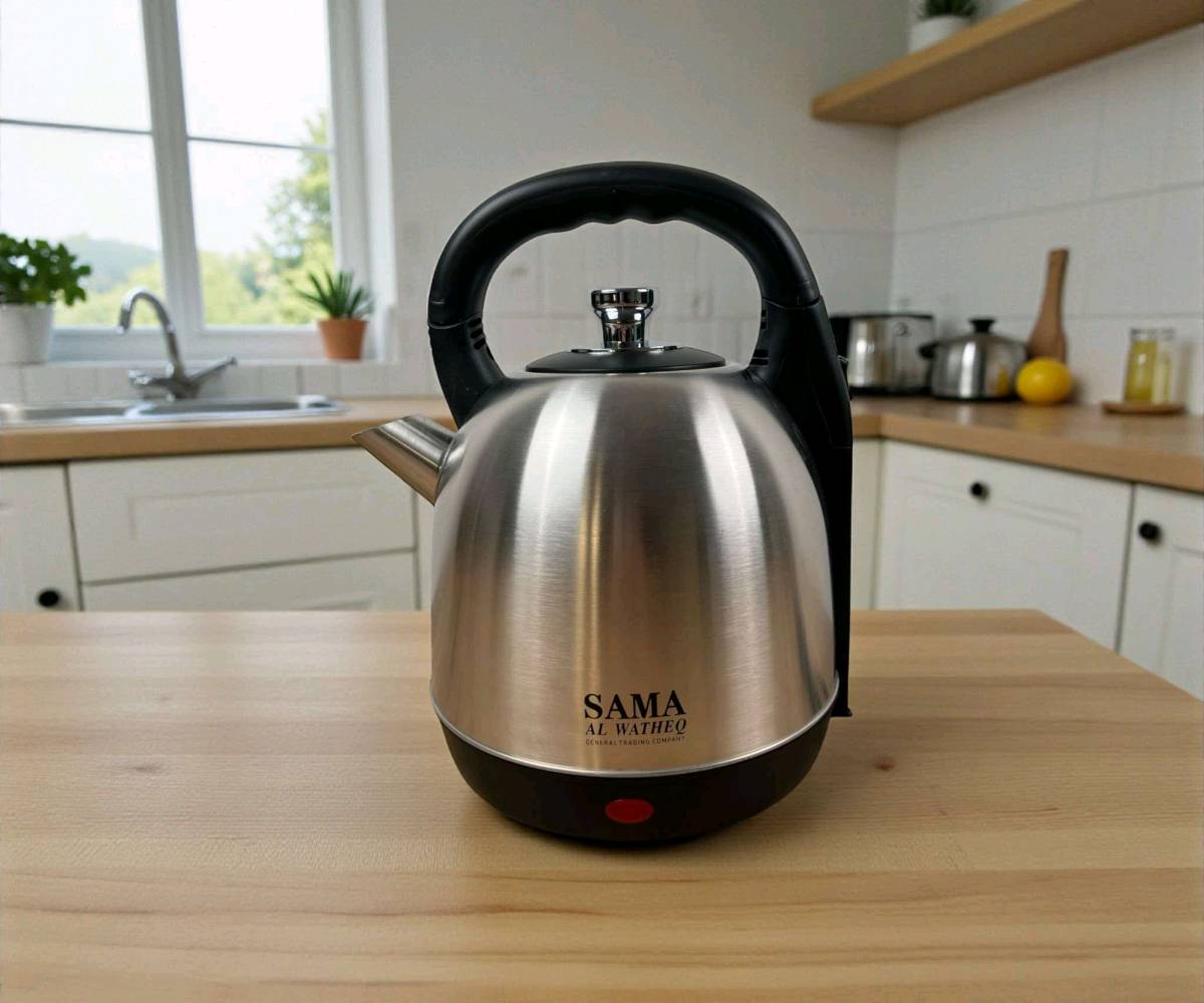 غلاية كهربائية من SAMA Al Watheq بسعة 5 لتر وقدرة 1800 واط. تتميز بجودة عالية وتصميم أنيق من الفولاذ المقاوم للصدأ. مثالية للاستخدام في المنزل أو المكتب لتحضير المشروبات الساخنة بسرعة وفعالية. الغلاية مزودة بقاعدة تدور 360 درجة للتحكم السهل في درجة الحرارة.