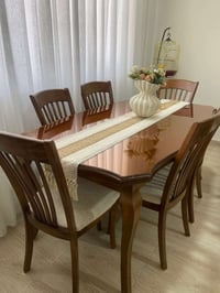ميز طعام ست كراسي خشب زان اصلي  للبيع 07728564049