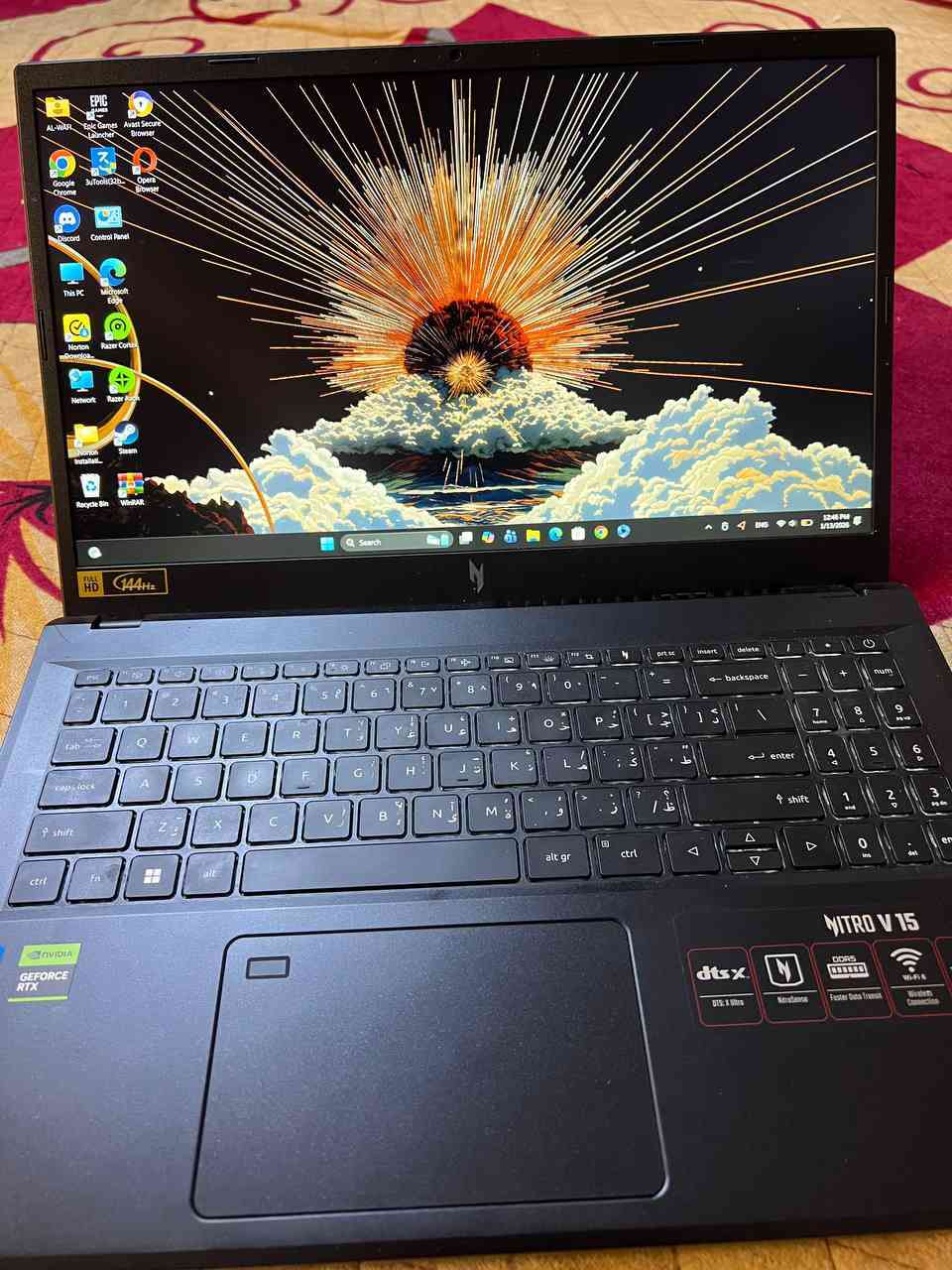 سلام عليكم لابتوب NITRO  V 15 للبيع
Processor   :  i7 13620 H 
LCD    :  RTX 3050 
Memory  :  16 GB 
Storage    :   512 GB PCle NVM e SSD 
OPtical Drive    :   NA 
WLAN/BLUetooth    :    2×2 AX+BT 
WWAN   :   NA 
Battery    :  57Wh 
نظيف كلش مال كيمنك ملحقات كاملة شاحنة مال تبريد هم ويا وماوس السعر ٩٥٠ وبي مجال بسيط حك الجية *********** موجود واتساب الشراي يدخل
