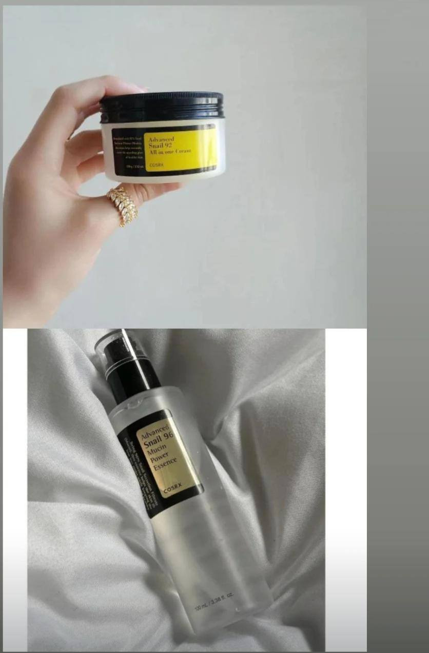 هذه هي مجموعة العناية بالبشرة بالحلزون المتقدمة من COSRX. 
تتكون المجموعة من سيروم "Advanced Snail 96 Mucin Power Essence" وكريم "Advanced Snail 92 All in one Cream". 
يحتوي السيروم على 96.3% من ترشيح إفراز الحلزون ويهدف إلى الترطيب العميق وتجديد البشرة. 
يحتوي الكريم على 92% من بروتين لعاب الحلزون ويساعد على حماية الجلد من فقدان الرطوبة وتحسين المرونة. 
تعمل المنتجات معًا على تهدئة البشرة المتهيجة، وإصلاح التلف الناتج عن البثور، وتقليل التصبغات والخطوط الدقيقة. 
مناسبة لجميع أنواع البشرة، بما في ذلك البشرة الحساسة. 
💕السعر المجموعة ✨25✨


**إذا كنت صاحب هذا الإعلان وتريد حذفه لأي سبب، رجاءا أرسل رسالة إلى الدعم الفني**