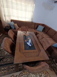 ميز طعام • خشب زان • ٦ كراسي