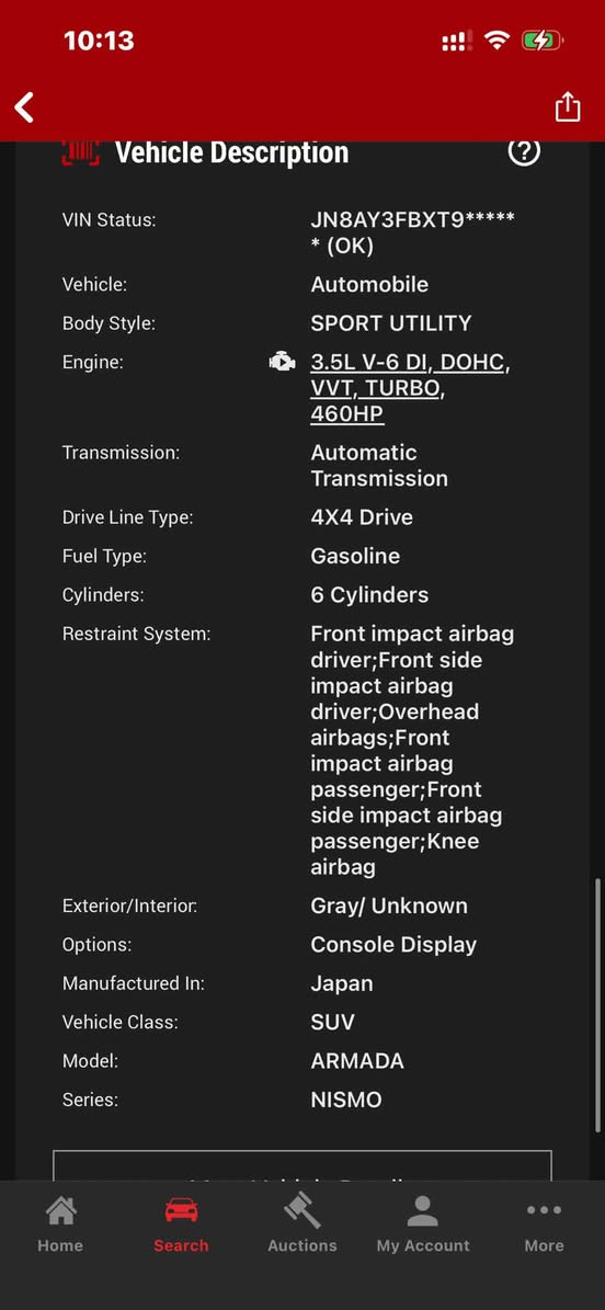 للفائدة
Nissan armada nismo 2026
زيرو
ضرر امامي
شغالة وتمشي
مواصفات رياضية
محرك ستة سلندر 3500 توين توربو
460 حصان
معروضة بيع مباشر بموقع iaai.com
السعر 879 ورقة
مزادها باجر
للمزايدة زيارة مكتب ماهر البدراوي لمزادات السيارات الامريكية و الكندية
الصالحية ٢٨ نيسان


**إذا كنت صاحب هذا الإعلان وتريد حذفه لأي سبب، رجاءا أرسل رسالة إلى الدعم الفني**