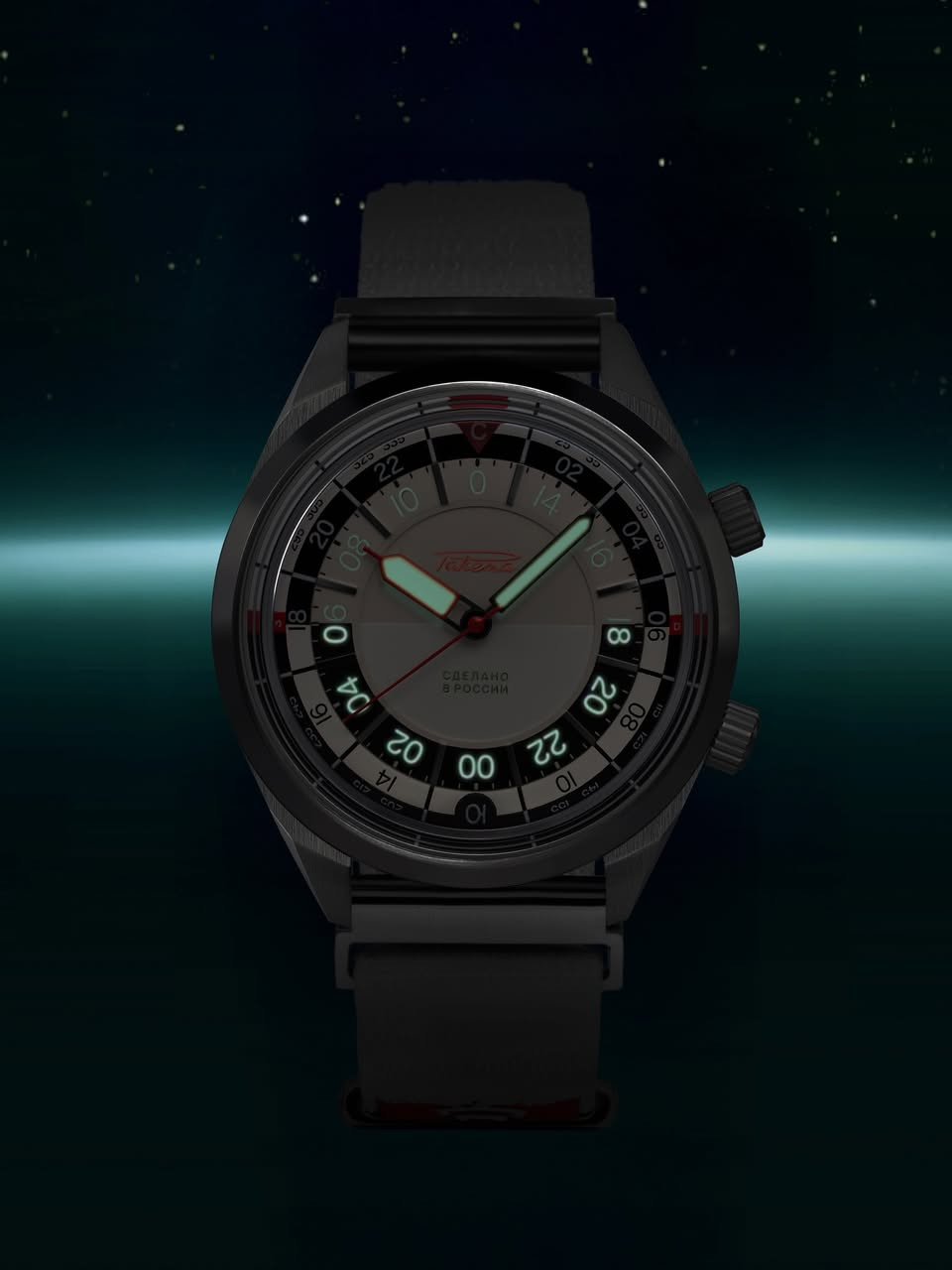 Aboard the ISS, it is more convenient for cosmonauts to track time in 24-hour cycles, so the key design feature of the Raketa “Baikonur” watch is its 24-hour dial with contrasting black and white sections to easily distinguish day from night. 

An additional crown sets a second time zone, enabling cosmonauts to keep track of both GMT, used on the ISS, and the local time on Earth.

In zero gravity, the conditions are not ideal for a self-winding movements, so it’s better for cosmonauts to wind their watches manually. However, manual winding over a long period of time causes wear on the self-winding module. To avoid this, Raketa movements have a unique function that disconnects the self-winding module during manual winding.

The solar compass, located on a rotating bezel around the dial, completes and complements the watch’s functionality. This tool will help cosmonauts to find their bearings and survive in case they have landed in the wrong place, such as for example the taiga, and their electronic compass has failed.

24-часовой формат индикации времени на часах Ракета “Байконур” с контрастным чёрно-белым разделением циферблата на день и ночь помогает отслеживать время на МКС полными сутками.

С помощью дополнительной переводной головки можно управлять вторым часовым поясом, что позволяет одновременно следить за временем по Гринвичу (GMT), по которому живут на МКС, и земным временем.

В невесомости не самые идеальные условия для работы механизма автоподзавода, поэтому космонавтам лучше заводить часы вручную. Ручной завод в течение длительного срока может износить узел автоподзавода. Во избежании этого механизм часов «Ракета» имеет уникальную функцию отключения автоподзавода во время ручного завода.

Завершает и дополняет функционал часов солнечный компас, расположенный на вращающемся лимбе по внешнему периметру циферблата. Этот элемент позволяет космонавту ориентироваться на местности в экстренной ситуации — например, если посадка произошла вне зоны приземления (тайга, пустыня) и отказал бортовой электронный компас.


**إذا كنت صاحب هذا الإعلان وتريد حذفه لأي سبب، رجاءا أرسل رسالة إلى الدعم الفني**