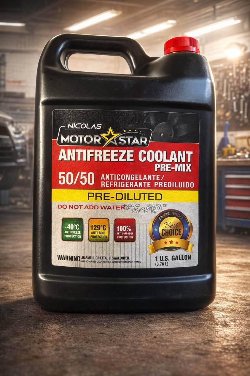 �❄️ سائل تبريد المحرك Nicolas Motor Star
جاهز للاستخدام بنسبة 50/50 بدون إضافة ماء

✅ حماية من التجمد حتى -40°C
🔥 مقاومة للغليان حتى 129°C
🛡️ حماية كاملة من الصدأ والتآكل
📦 سعة 1 غالون (3.78 لتر)

الأداء الأمثل لمحركك في كل الأجواء

العنوان موصل

 متوفر جملة و مفرد وتوصيل جميع محافظات العراق
للاستفسار ..***********
