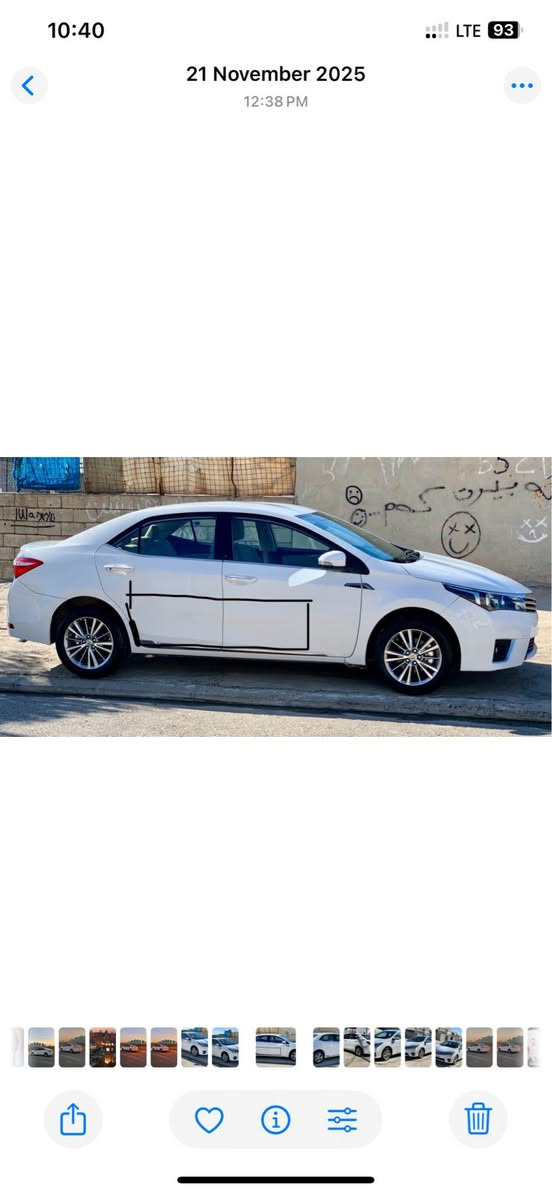 Toyota corolla modil 2015
بيكاشؤ مه كينه 20
١٢٢هه زارى كيلؤمه تر رؤيه 
هه موو گيانى له سه ر بيلاديه 
سه نه وى هه هه زى نويه 
سه ياركه يه ك هه زار مسرف نيه 
ته نا دوو جيكاى بجووكى سوخه له سه ر شخوت دوو دارگاى لاى سه كنى له سه ر شخوت سبووخه ما باقى هيج هيج نيه ده عام لؤ ده عامىى بيلا ديه 
*********** 
 ١٣٧سعرى أربيل, العراق
