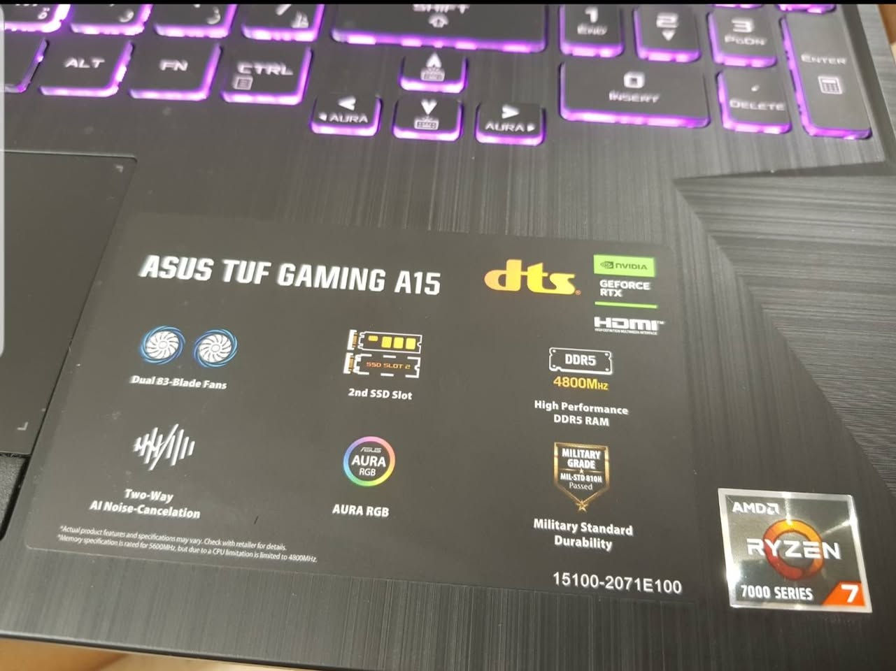 تحية طيبة ... لابتوب  ASUS  TUF  وكالة شرق اوسط بحالة اللوك شبه جديدة لابتوب كيمنك مخصصة للالعاب او التصاميم من الجيل 13 بمعالج رايزن 7 فئة HS اعلى فئة   لابتوب ذو مواصفات عالية جدا رام 16 كيكا DDR5 وهارد SSD M.2 الجيل الرابع بكارت شاشة منفصل RTX  3050   بحجم 4 كيكا DDR6  وتردد شاشة 165 هيرتز وكيبورد ضوئي RGB متعدد الالوان ويندوز 11 اصلي مع الكود

           (((     السعر  مليون و 85 الف دينار  ثابت  )))   

ASUS  TUF  A15 
cpu : RYZEN  7  HS   الجيل 13           
ram : 16 G DDR5
hard : SSD  M.2  512   G4 
vga : 4G  Nvidia RTX  3050  GDDR6
mon : 15.6 FULL HD 165  Htz ips

ويندوز 11 اصلي مع كود
كيبورد ضوئي RGB
صوت مسرحي عالي جدا و مجسم
بدون DVD

للأتصال عادي و واتساب  ***********
شارع الصناعة ( 9 - 4 ) نهارا
يوجد خدمة توصيل داخل بغداد 5 الف بنفس اليوم
ولجميع المحافظات 10 الف خلال يوم واحد او يومين
لمشاهدة كافة الموديلات يرجى زيارة الموقع على الفيس بوك ( لابتوب بشير لاين )
