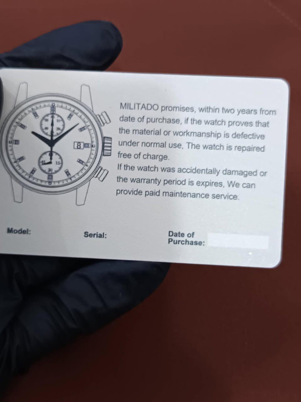 ساعة Miltado ياباني أصلي للبيع ⌚✨
-المواصفات-

1) نظام العمل كوارتز ولكن حركة الميل شبه أوتو ⚙️
2) الزجاج زفير 💎
3) السير كتان 🧵
4) قفل بحري يعني مضادة للماء 🌊
5) لامينوس بالكامل 💡
6) مع البوكس الحديدي وورق الضمان 📦✅

السعر 85 الف 💰


**إذا كنت صاحب هذا الإعلان وتريد حذفه لأي سبب، رجاءا أرسل رسالة إلى الدعم الفني**