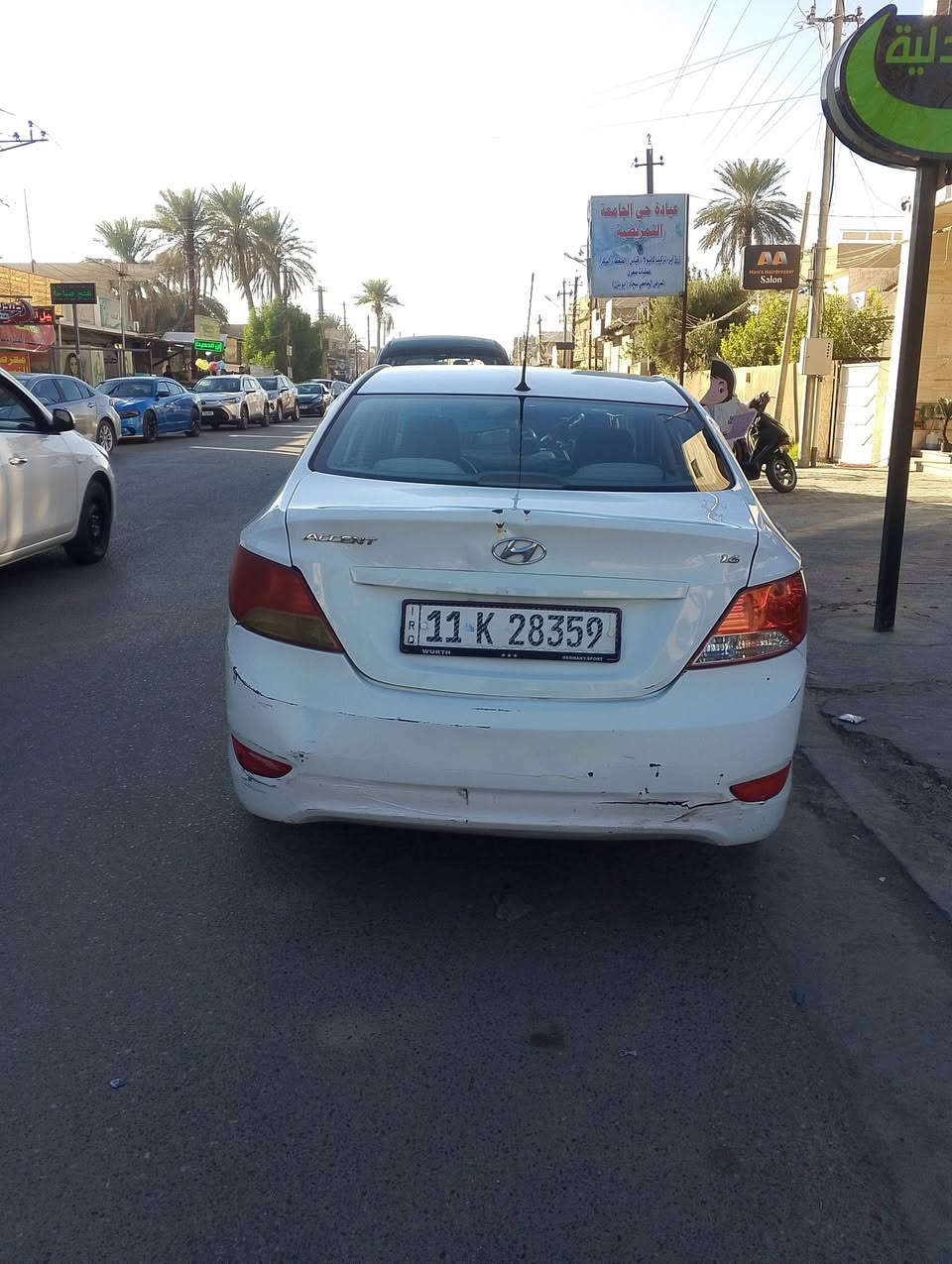 اكسنت 2015 
فول مواصفات 
شاشه فتحه سقف 
اشاير بالمري 
تحكمات ستيرن 
ماشيه 117,000
 بيها صبغ شاملغ وتبديل بنيد نفس اللون 
 السعر 100 وبي مجال بسيط حك الجيه تجي وتشوفهه وتكلبهه سياره خير من الله 
السياره باسمي 
رقم انجليزي دولي 
 العنوان حي الجامعه قرب نفق الشرطه 
***********
***********
