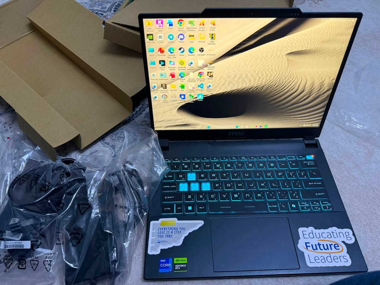 للبيع لابتوب كيمنك
‏LAPTOP MSI CYBORG 14 (openbox)
‏*   CPU - Intel Core i7-13620H - 13th Gen, 10 Cores, 16 Threads, 2.9GHz, Up to 4.9 GHz
‏*   RAM - 32GB DDR5 5200 (16*2)
‏*   STORAGE - 512GB SSD NVMe PCle Gen4
‏*   GPU - NVIDIA Geforce RTX 4060 8GB GDDR6
‏*  Display - IPS 144Hz 14 Inch
‏*   Color - Black
‏*   Keyboard - English-Arabic Backlit/Single Backlit Keyboard (Blue)
‏* OS - Without OS
‏* Battery up to %90
‏* Condition  - 99% Clean
الجهاز حيل حيل نضيف مستخدم قليل . لوك لوك كامله ملحقاته

السعر مليون و300 الف

الموقع اربيل
متوفر توصيل لكافة محافضات اربيل


**إذا كنت صاحب هذا الإعلان وتريد حذفه لأي سبب، رجاءا أرسل رسالة إلى الدعم الفني**