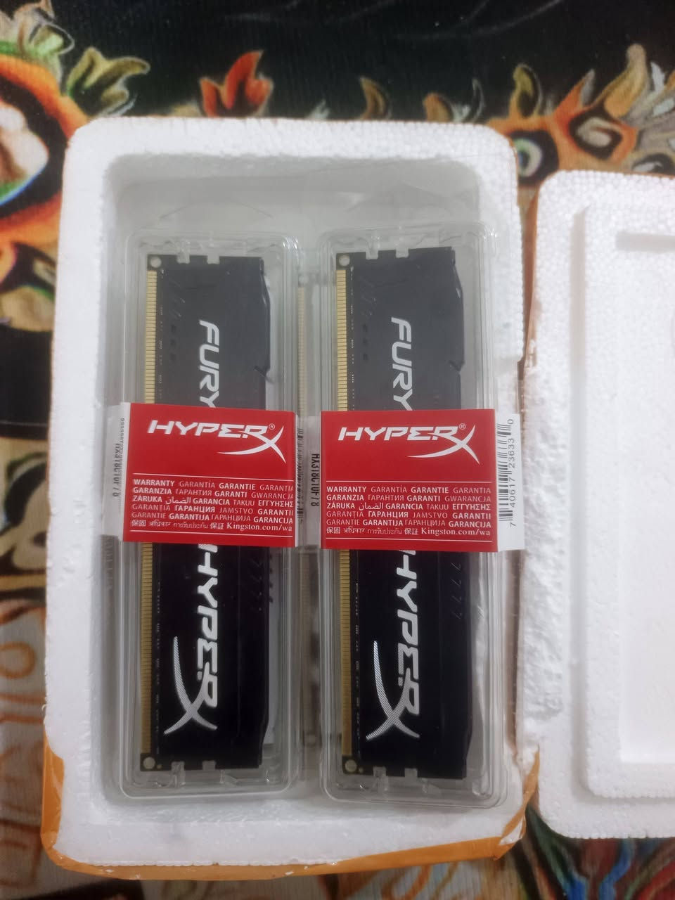 🔹 رامات HyperX Fury أصلية – جديدة غير مستعملة 🔹للبيع
• الشركة: HyperX (Kingston)
• السعة الكلية: 16GB
• التكوين: 2×8GB (Dual Channel)
• النوع: DDR3
• التردد: 1600MHz
• التواقيت: CL10
• الفولتية: 1.5V
• التوافق: تدعم أغلب مذربوردات Intel و AMD الي تشتغل DDR3 
*********** واتساب
