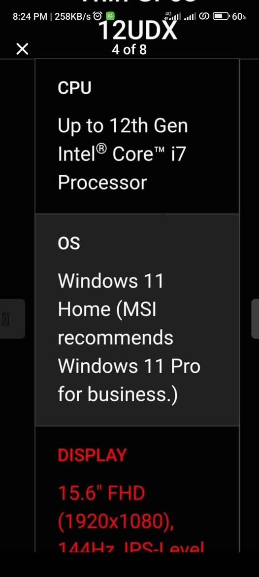 Msi Thin GF63 12UDX
لۆکی ناو پاکەتە هەڵنەپچڕاوە  تەنها بە 700$ ..
ئەمەش مواسەفاتەکانیـی:–
i7 12650H gily 12
3050 RTX 6GB
15.6inch 144hz
8GB Ram (Max 64 GB)
52.4 Whr Battery 3 Cell
120W Adapter
Windows 11 pro
1.86KG

نرخ=700$

0774 087 2958

https://www.msi.com/Laptop/Thin-GF63-12UX/Specification

  0774 087 2958 السليمانية, العراق
