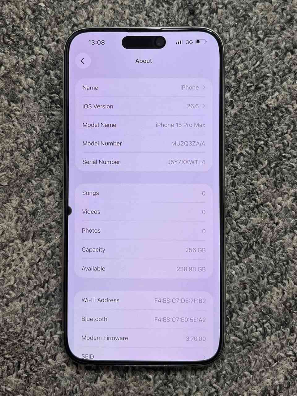 15 برو ماكس لون تيتانيوم
ذاكره 256 بطاريه 86
نسخة الدبل خط
مبدل شاشه مال تفصيخ اصليه وبيه نقطه صغيره
مكفوول الجهاز ع فحص وبي ضمان
السعر 690 الف
مكاني بغداد-الوزيريه

-----------------------------------------------------

الشراي ياخذ سكرين للمنشور ويراسلني واتس
***********
